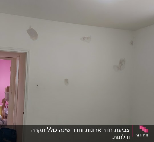Room with patched wall spots and painting supplies